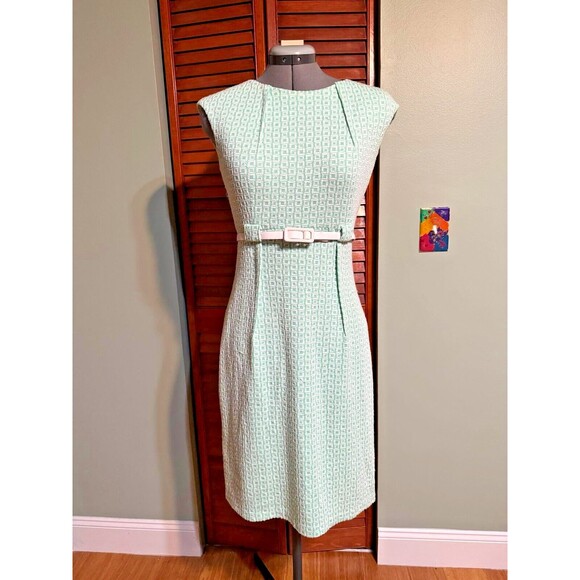 Connected Apparel Vintage Style Mint Green Dress w/ White Belt: 50s, 60s Style - Picture 1 of 3
